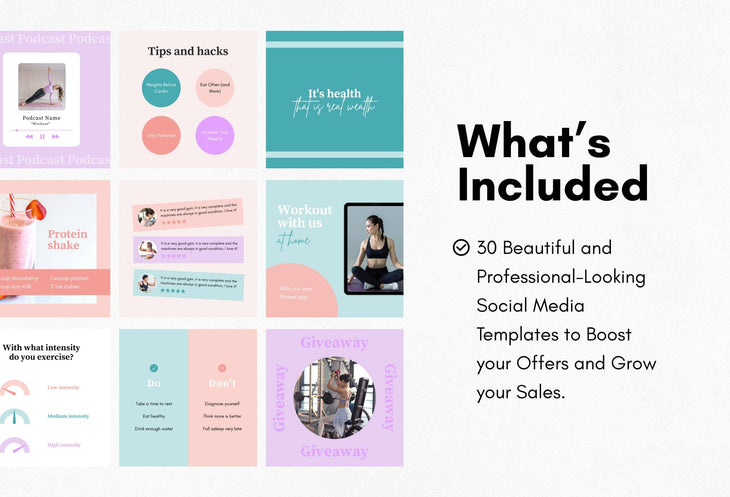 Ladystrategist 30 Gym Instagram Post Canva Templates instagram canva templates social media templates etsy free canva templates