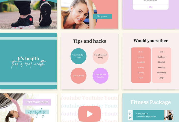 Ladystrategist 30 Gym Instagram Post Canva Templates instagram canva templates social media templates etsy free canva templates