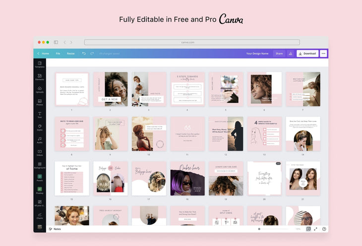 Ladystrategist 30 Hairstyle Instagram Post Canva Templates instagram canva templates social media templates etsy free canva templates