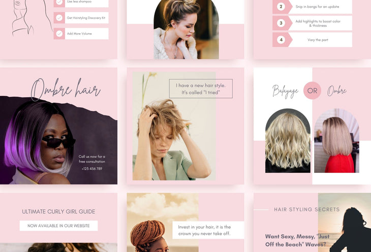 Ladystrategist 30 Hairstyle Instagram Post Canva Templates instagram canva templates social media templates etsy free canva templates