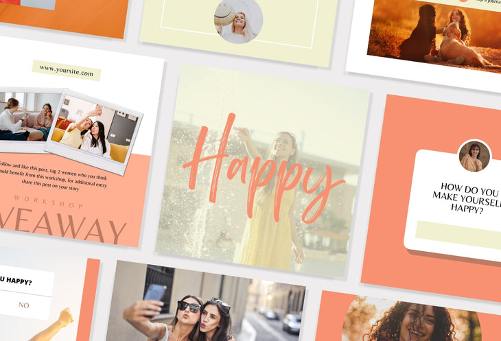 Ladystrategist 30 Happiness Instagram Post Canva Templates instagram canva templates social media templates etsy free canva templates