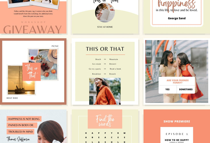 Ladystrategist 30 Happiness Instagram Post Canva Templates instagram canva templates social media templates etsy free canva templates
