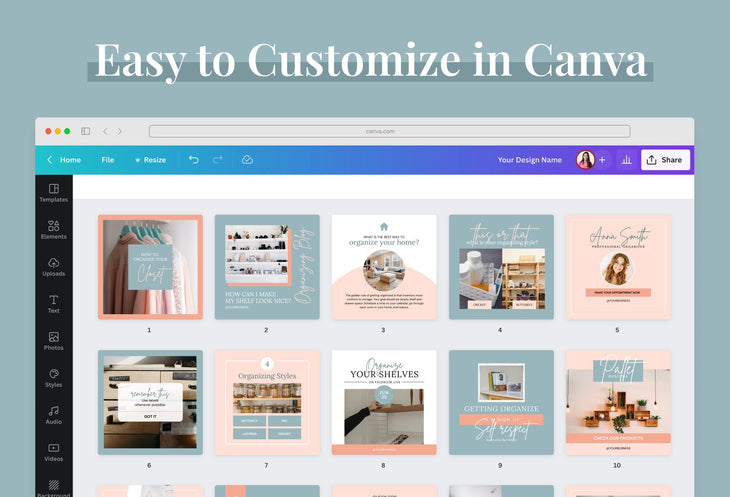 Ladystrategist 30 Home Organization Instagram Post Canva Templates instagram canva templates social media templates etsy free canva templates