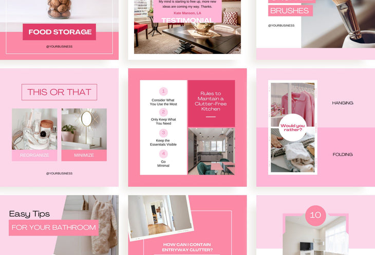 Ladystrategist 30 Home Organization Instagram Post Canva Templates V2 instagram canva templates social media templates etsy free canva templates