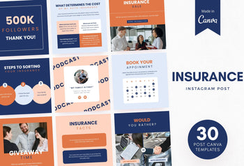 Ladystrategist 30 Insurance Instagram Post Canva Templates instagram canva templates social media templates etsy free canva templates