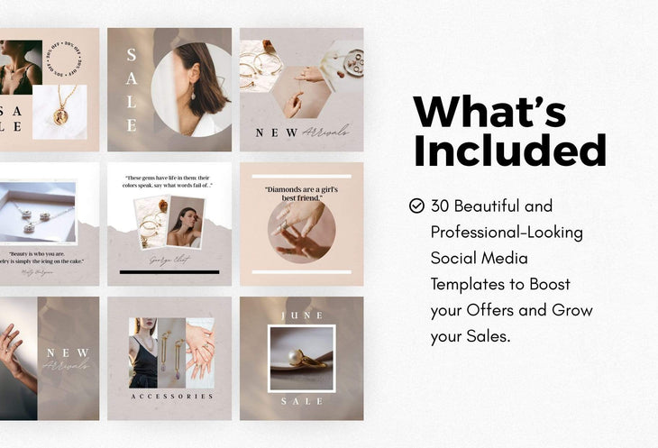 Ladystrategist 30 Jewelry Instagram Post Canva Templates instagram canva templates social media templates etsy free canva templates