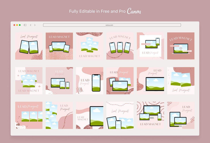 Ladystrategist 30 Lead Magnets Mockups Rose Gold Instagram Engagement Booster Post Canva Templates instagram canva templates social media templates etsy free canva templates