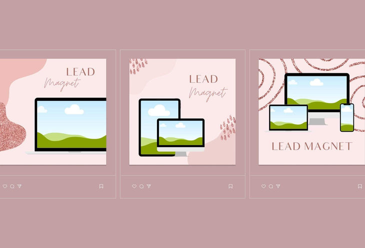 Ladystrategist 30 Lead Magnets Mockups Rose Gold Instagram Engagement Booster Post Canva Templates instagram canva templates social media templates etsy free canva templates
