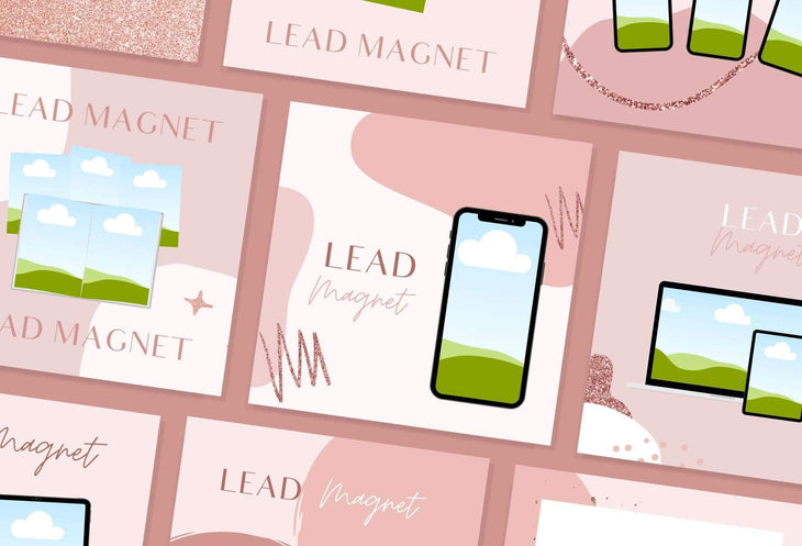 Ladystrategist 30 Lead Magnets Mockups Rose Gold Instagram Engagement Booster Post Canva Templates instagram canva templates social media templates etsy free canva templates