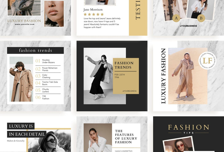 Ladystrategist 30 Luxury Fashion Instagram Post Canva Templates V2 instagram canva templates social media templates etsy free canva templates