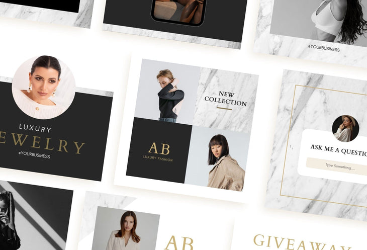 Ladystrategist 30 Luxury Fashion Instagram Post Canva Templates V2 instagram canva templates social media templates etsy free canva templates