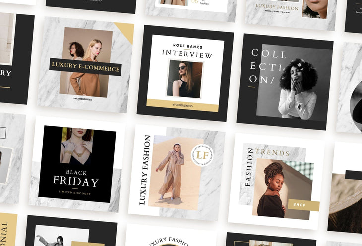 Ladystrategist 30 Luxury Fashion Instagram Post Canva Templates V2 instagram canva templates social media templates etsy free canva templates