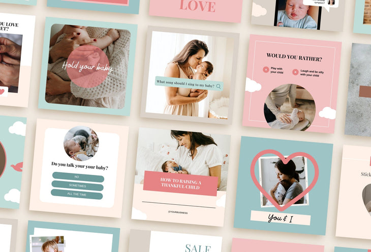 Ladystrategist 30 Mom and Baby Instagram Post Canva Templates instagram canva templates social media templates etsy free canva templates