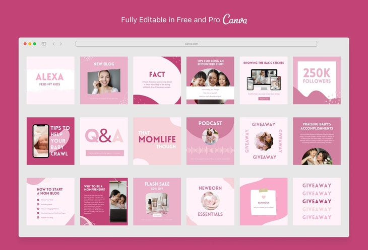 Ladystrategist 30 Mompreneurs Instagram Post Canva Templates instagram canva templates social media templates etsy free canva templates