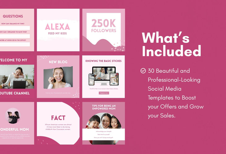 Ladystrategist 30 Mompreneurs Instagram Post Canva Templates instagram canva templates social media templates etsy free canva templates