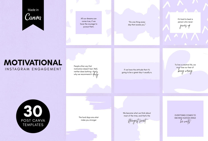 Ladystrategist 30 Motivational Instagram Post Canva Templates instagram canva templates social media templates etsy free canva templates