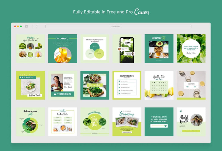 Ladystrategist 30 Nutrition Instagram Post Canva Templates instagram canva templates social media templates etsy free canva templates