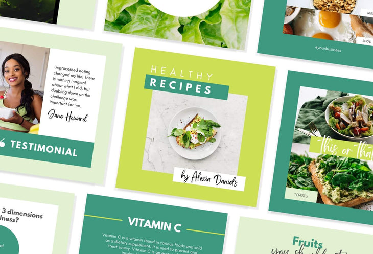 Ladystrategist 30 Nutrition Instagram Post Canva Templates instagram canva templates social media templates etsy free canva templates