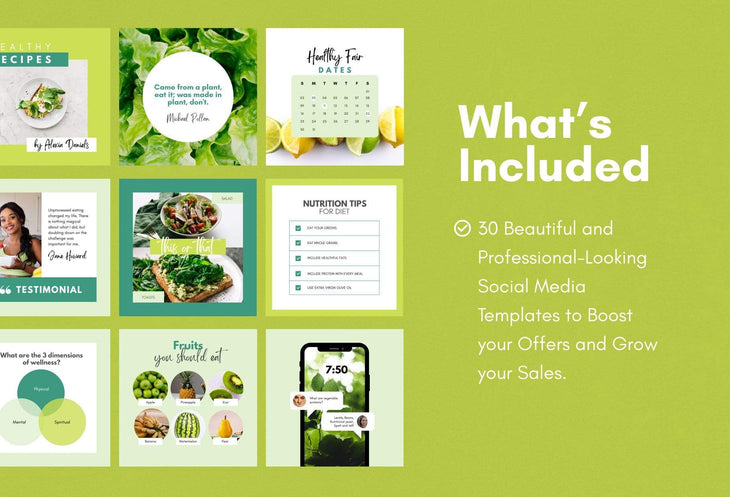 Ladystrategist 30 Nutrition Instagram Post Canva Templates instagram canva templates social media templates etsy free canva templates