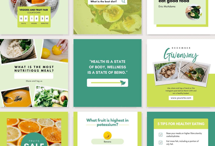Ladystrategist 30 Nutrition Instagram Post Canva Templates instagram canva templates social media templates etsy free canva templates