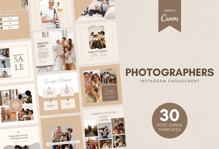 Ladystrategist 30 Photographers Instagram Post Canva Templates instagram canva templates social media templates etsy free canva templates