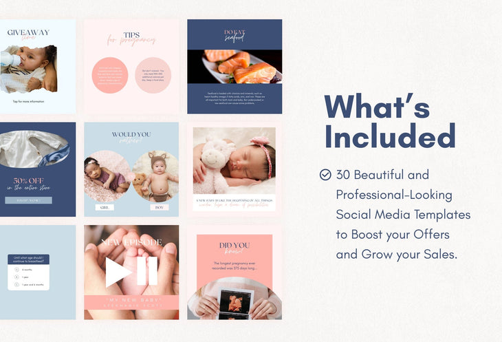 Ladystrategist 30 Pregnancy Instagram Post Canva Templates instagram canva templates social media templates etsy free canva templates