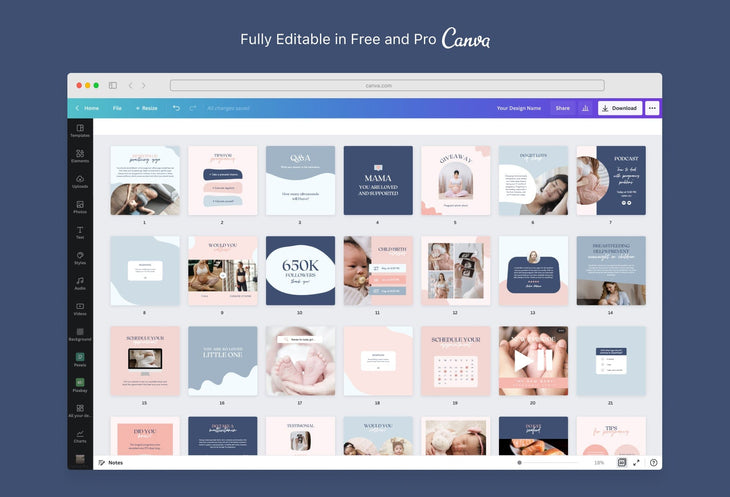 Ladystrategist 30 Pregnancy Instagram Post Canva Templates instagram canva templates social media templates etsy free canva templates