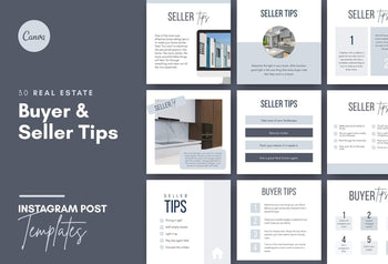 Ladystrategist 30 Real Estate Buyer and Seller Tips - Instagram Post Canva Templates instagram canva templates social media templates etsy free canva templates