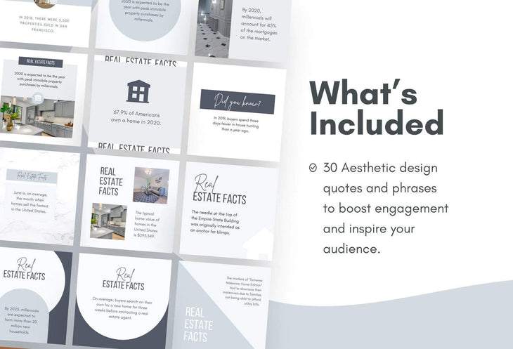 Ladystrategist 30 Real Estate Facts - Instagram Post Canva Templates instagram canva templates social media templates etsy free canva templates