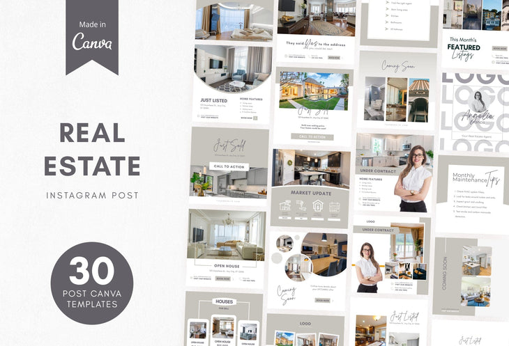 Ladystrategist 30 Real Estate Instagram Post Canva Templates instagram canva templates social media templates etsy free canva templates