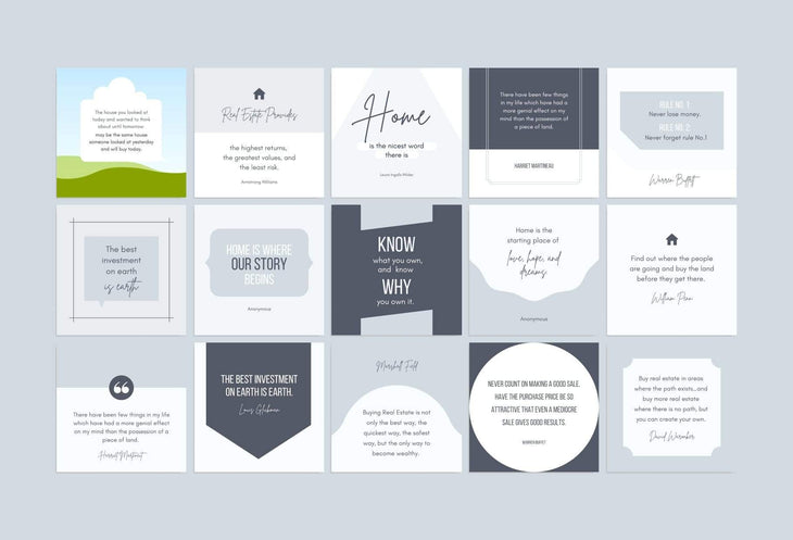 Ladystrategist 30 Real Estate Quotes - Instagram Post Canva Templates instagram canva templates social media templates etsy free canva templates