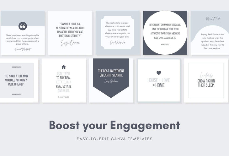 Ladystrategist 30 Real Estate Quotes - Instagram Post Canva Templates instagram canva templates social media templates etsy free canva templates