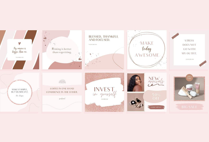 Ladystrategist 30+ Rose Gold Instagram Posts - Canva Templates instagram canva templates social media templates etsy free canva templates