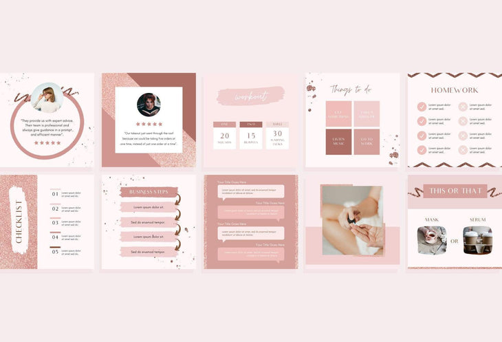Ladystrategist 30 Rose Gold Instagram Posts - Canva Templates Pack 02 instagram canva templates social media templates etsy free canva templates