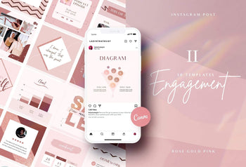 Ladystrategist 30 Rose Gold Instagram Posts - Canva Templates Pack 02 instagram canva templates social media templates etsy free canva templates