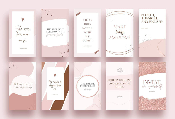 Ladystrategist 30+ Rose Gold Instagram Stories - Canva Templates instagram canva templates social media templates etsy free canva templates