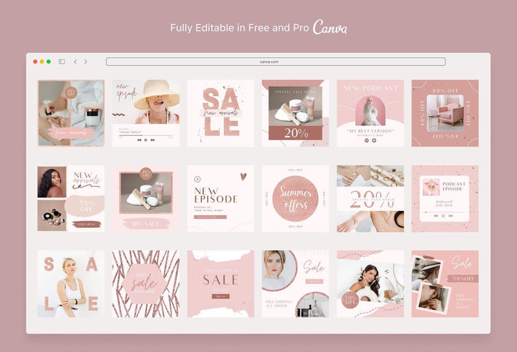 Ladystrategist 30 Sales Events and Promos Rose Gold Instagram Engagement Booster Post Canva Templates instagram canva templates social media templates etsy free canva templates