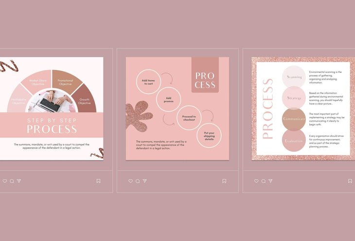 Ladystrategist 30 Step by Step Process Rose Gold Instagram Engagement Booster Post Canva Templates instagram canva templates social media templates etsy free canva templates