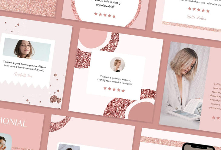Ladystrategist 30 Testimonials Rose Gold Instagram Engagement Booster Post Canva Templates instagram canva templates social media templates etsy free canva templates