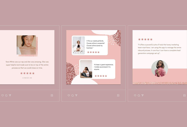 Ladystrategist 30 Testimonials Rose Gold Instagram Engagement Booster Post Canva Templates instagram canva templates social media templates etsy free canva templates