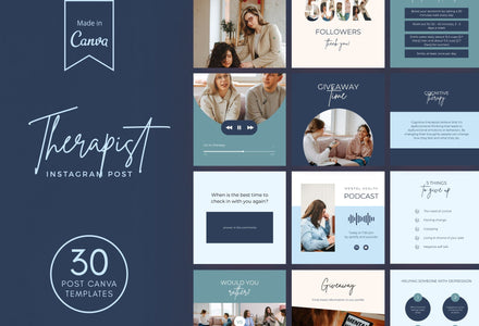 Ladystrategist 30 Therapist Instagram Engagement Post Canva Templates instagram canva templates social media templates etsy free canva templates