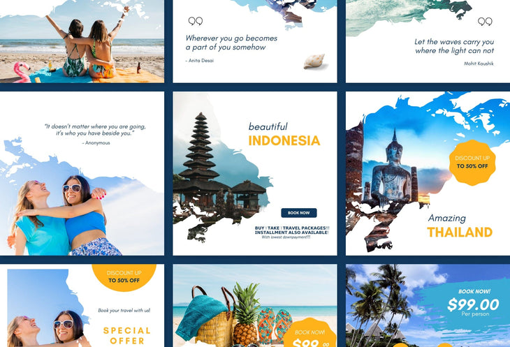 Ladystrategist 30 Travel Instagram Post Canva Templates V2 instagram canva templates social media templates etsy free canva templates