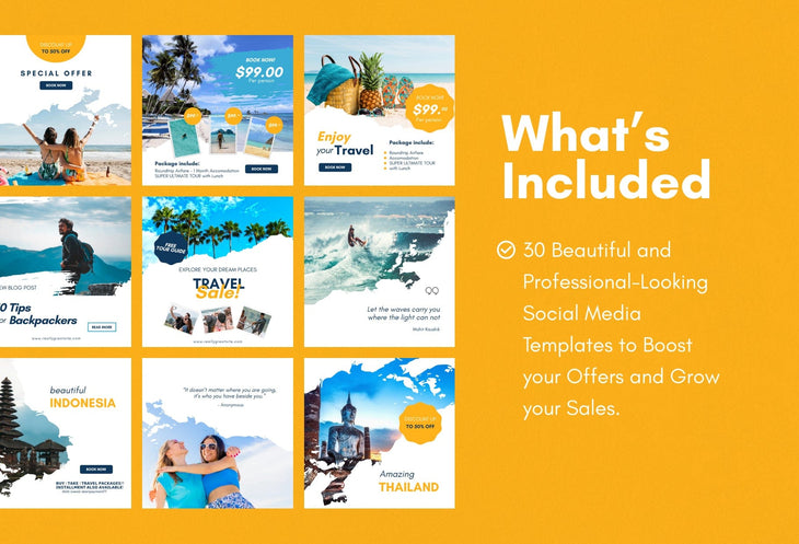 Ladystrategist 30 Travel Instagram Post Canva Templates V2 instagram canva templates social media templates etsy free canva templates