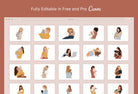 Ladystrategist 30 Unique Female Pet Cats Illustrations Fully Editable in Canva instagram canva templates social media templates etsy free canva templates