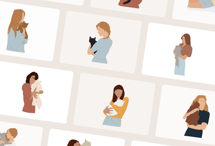 Ladystrategist 30 Unique Female Pet Cats Illustrations Fully Editable in Canva instagram canva templates social media templates etsy free canva templates