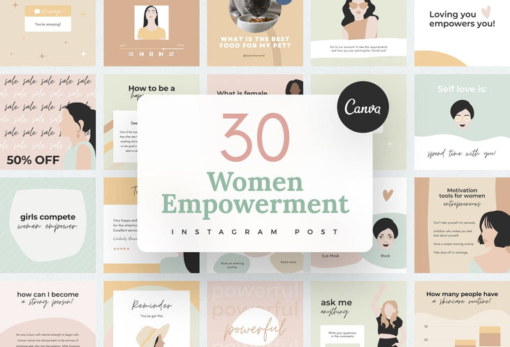 Ladystrategist 30 Women Empowerment Instagram Post Canva Templates instagram canva templates social media templates etsy free canva templates