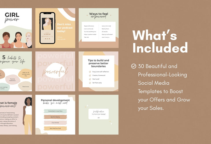 Ladystrategist 30 Women Empowerment Instagram Post Canva Templates instagram canva templates social media templates etsy free canva templates