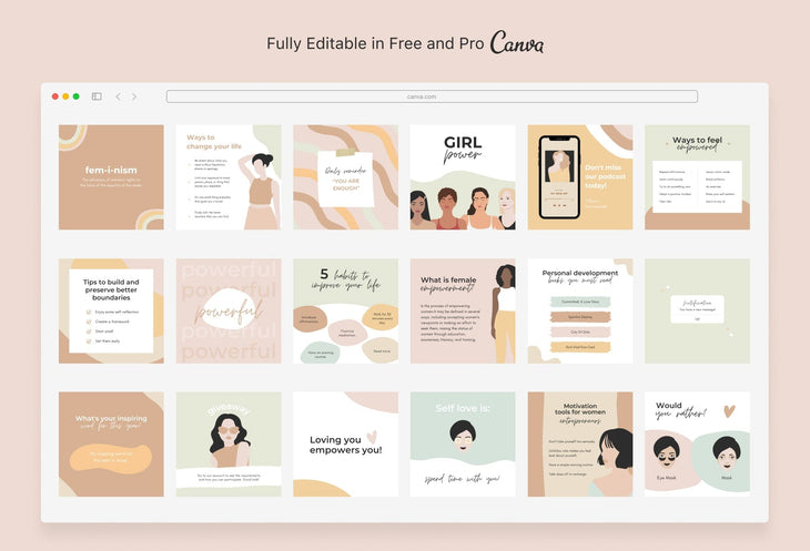 Ladystrategist 30 Women Empowerment Instagram Post Canva Templates instagram canva templates social media templates etsy free canva templates