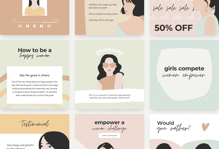 Ladystrategist 30 Women Empowerment Instagram Post Canva Templates instagram canva templates social media templates etsy free canva templates