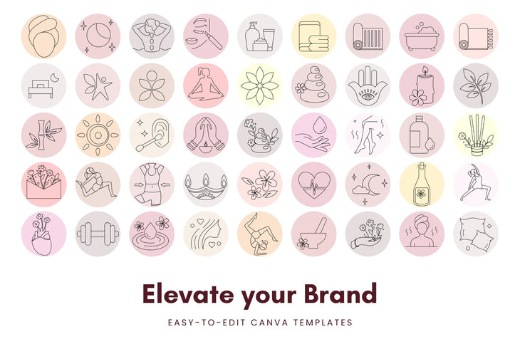 Ladystrategist 50 Wellness Instagram Story Highlight Covers Canva Templates instagram canva templates social media templates etsy free canva templates